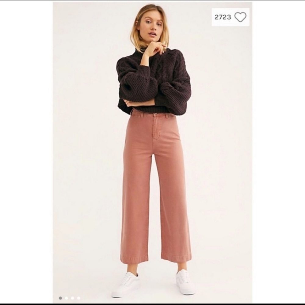 Free People High Waist Wide Leg Pants in Terra Cotta